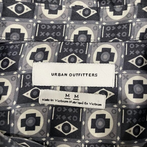 Urban Outfitters Mens Abstract Glossy Satin Long Sleeve Button Down Shirt Size M - Picture 3 of 4